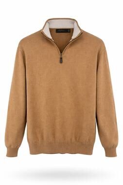 Eildon Hills Mens Quarter Zip Sweater Size M Brown Pullover Knit Casual Preppy